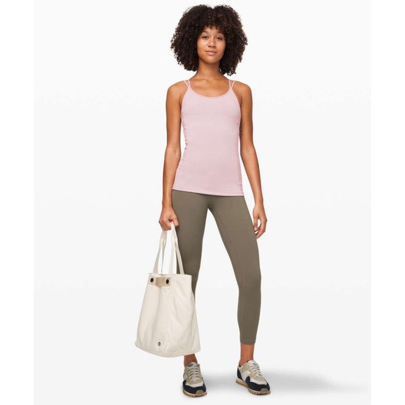 Lululemon Free To Be Tank *Everlux Bra Top Strappy Back Smoky Blush Sz 4 - Picture 2 of 9